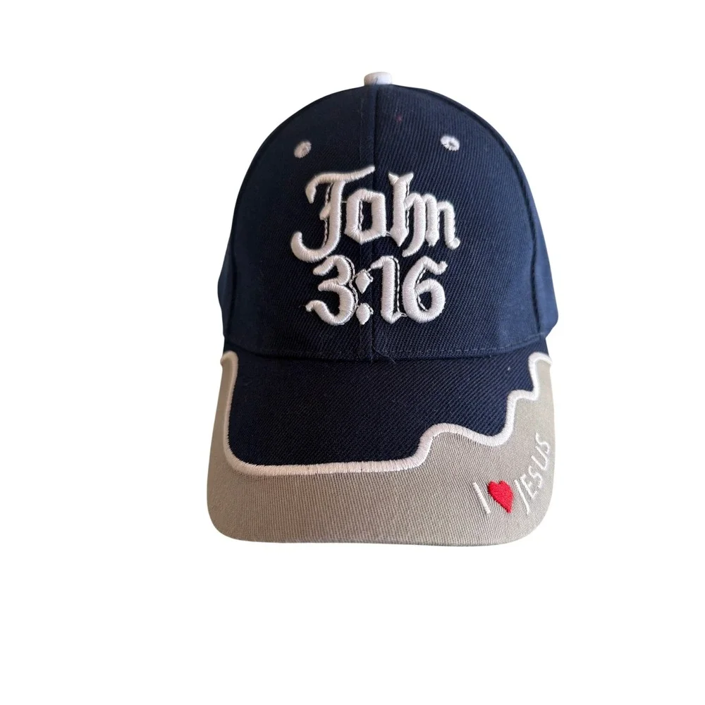 John 3:16 I Love Jesus Navy Blue Embroidered Baseball Cap‎ Hat One Size